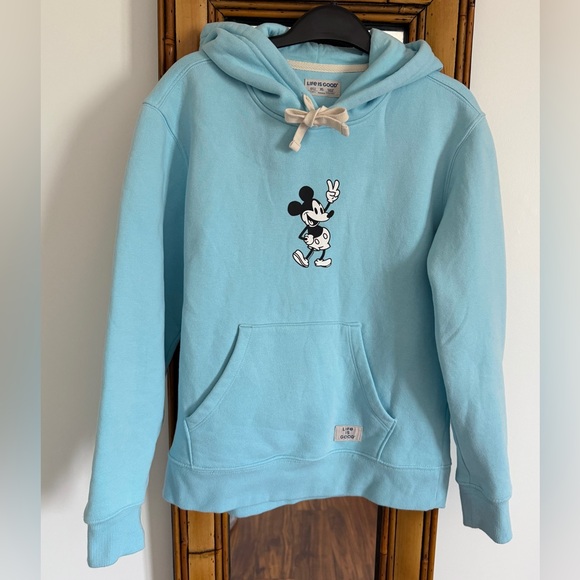 Life Is Good Tops - Life is Good x Disney Mickey aqua blue sweatshirt hoodie women's XS